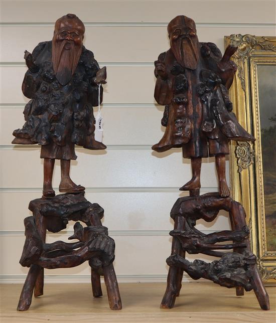 19th century Chinese rootwood figures